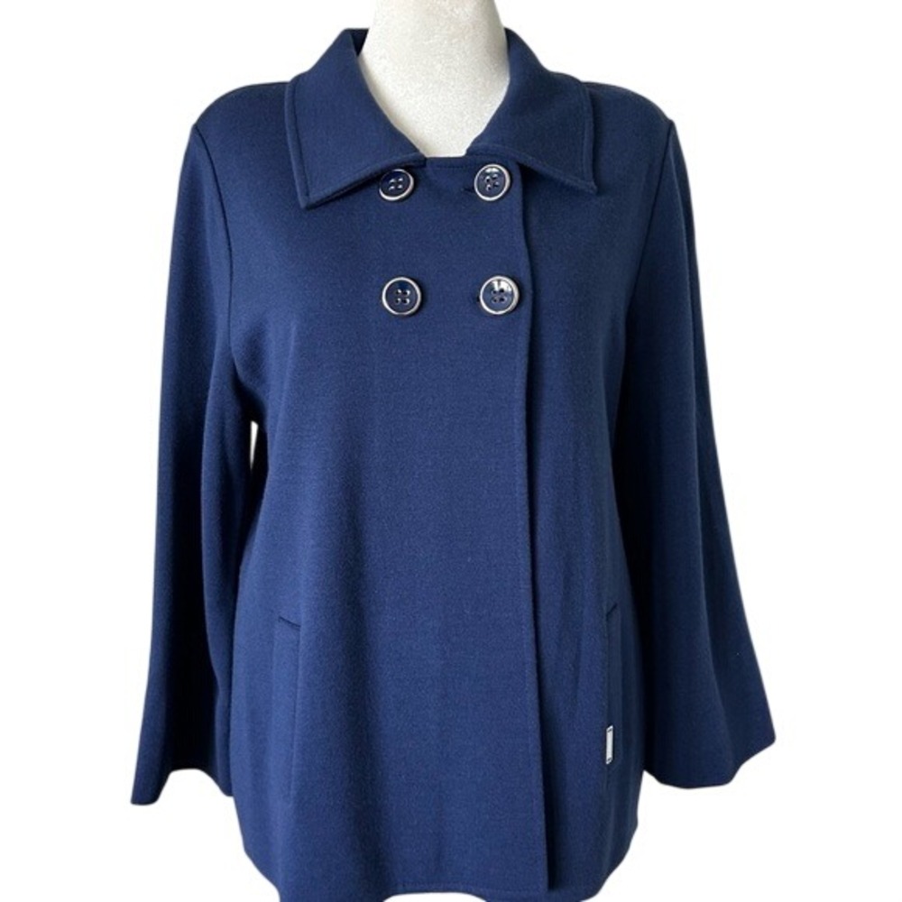 Naulover Designer Women's Cardigan Size 16 (XL) Navy Wool Blend Jacket Blazer